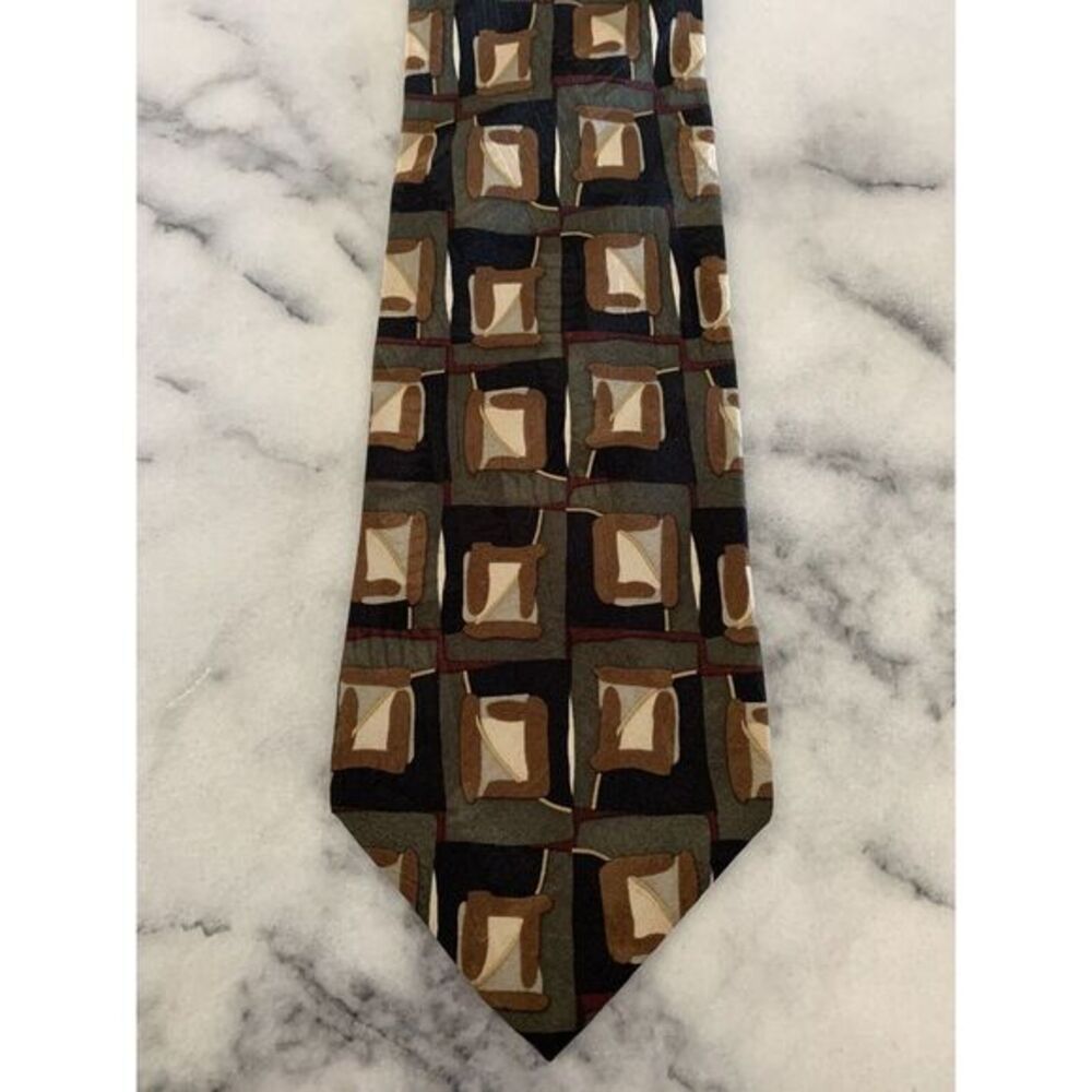 Cellini Uomo 100% Silk Geometric Brocade Tie Made In USA